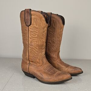 Vintage Aldo Tan Leather Cowboy Cowgirl Boots Ranch Western Style, Size 7.5